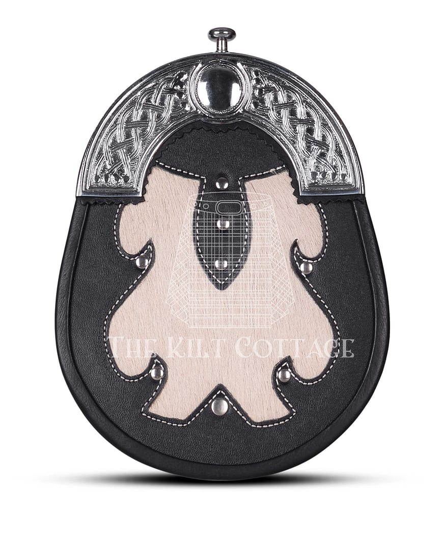 Black Leather White Full Dress Sporran