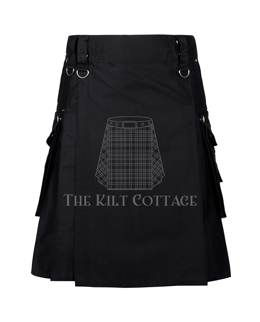 Black Cotton Gothic Utility Kilt