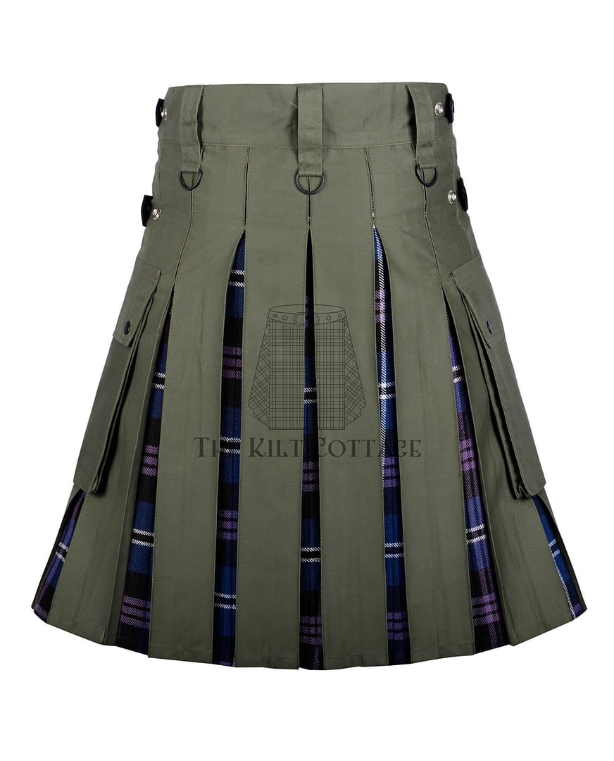 Olive Green Cotton Pride of Scotland Tartan Hybrid Kilt