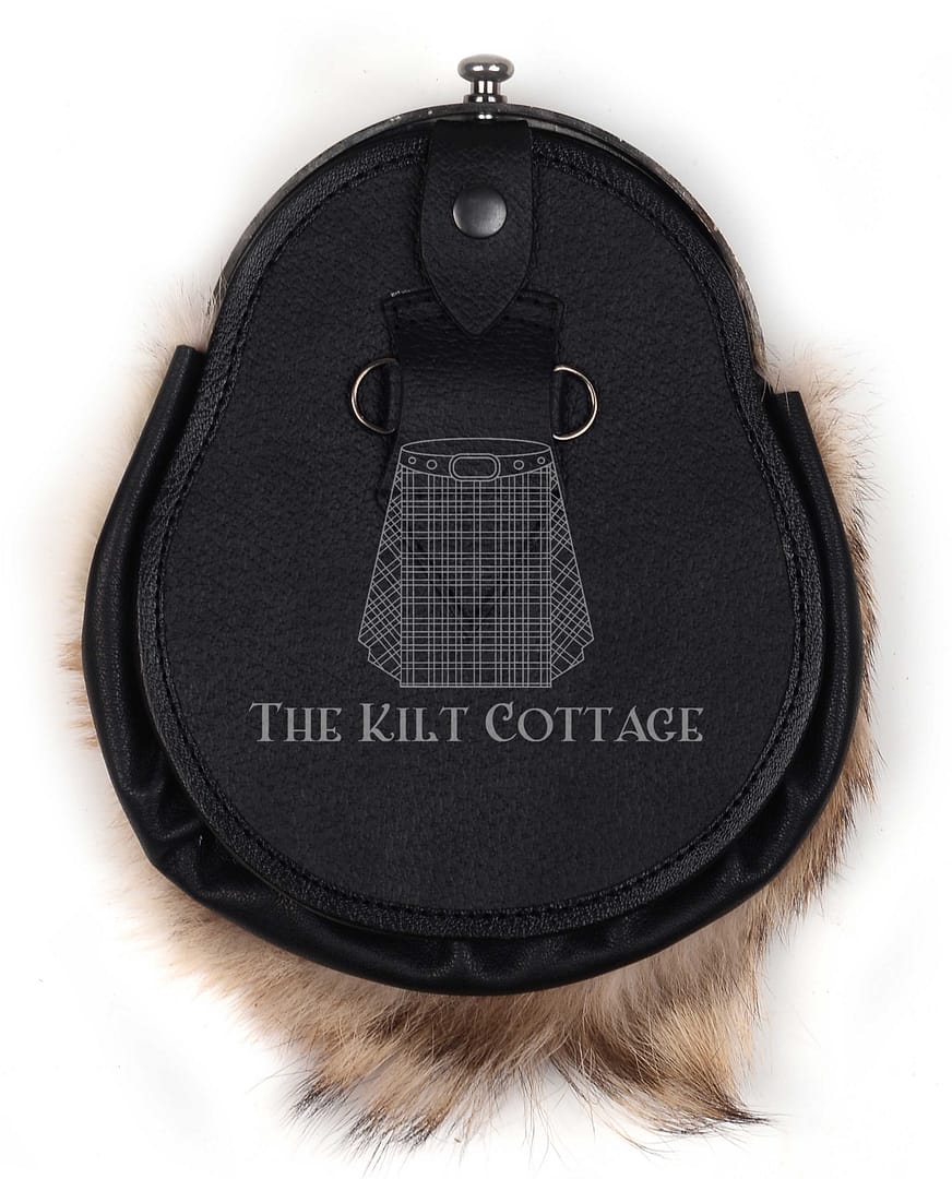 Nickel Brushed Thistle Coyote Fur Full Dress Sporran