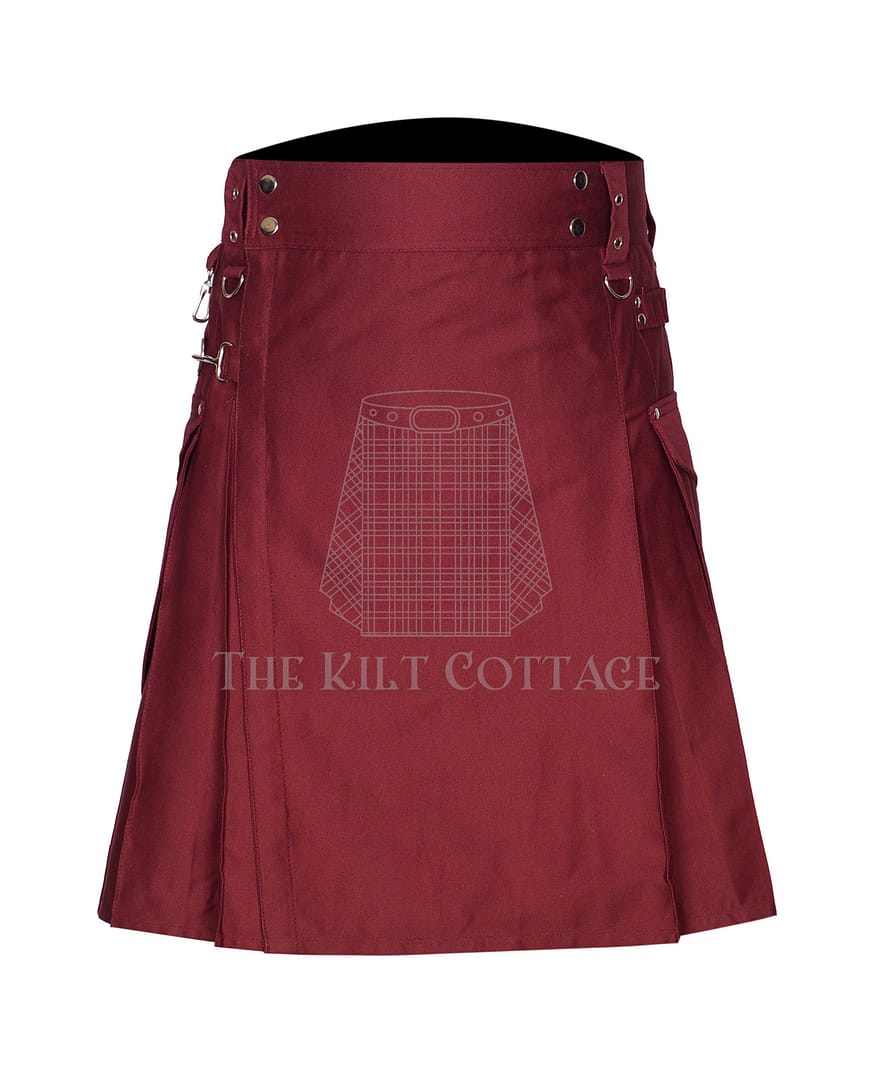 Maroon Cotton Utility Kilt