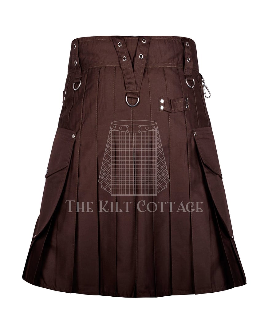 Brown Cotton Utility Kilt