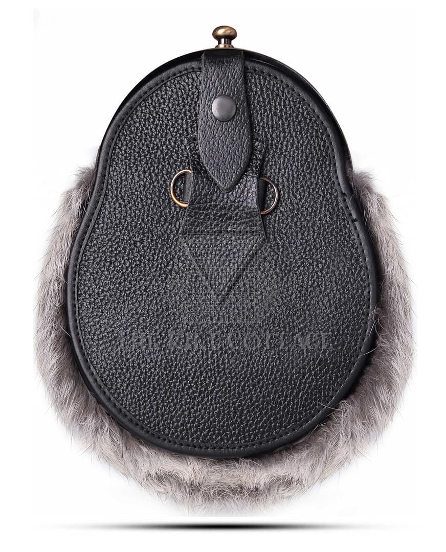 Brass Thistle Semi White Fur Full Dress Sporran