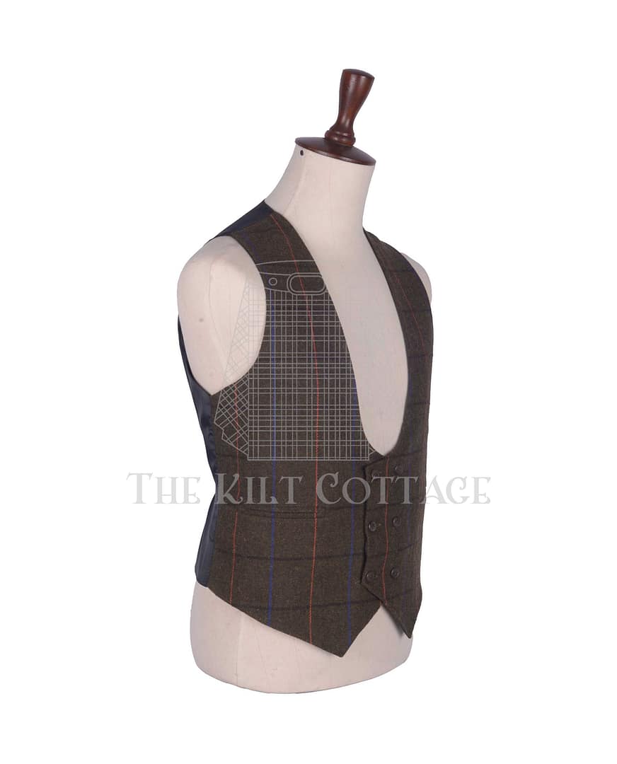 Country Brown Tweed Double Breasted Kilt Waistcoat