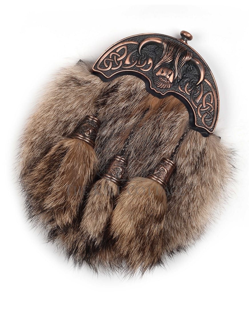 Bronze Highland Cow Coyote Fur Full Dress Sporran