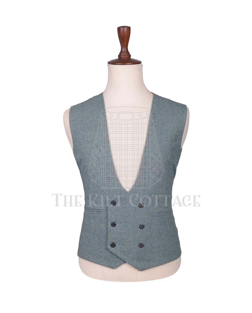 Lovat Blue Tweed Double Breasted Kilt Waistcoat