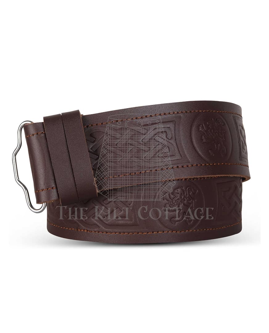Rampant Lion Embossed Brown Belt