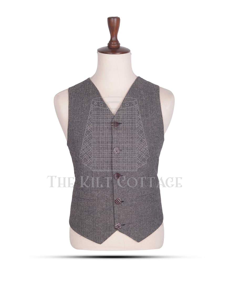 Country Brown Tweed Double Breasted Kilt Waistcoat
