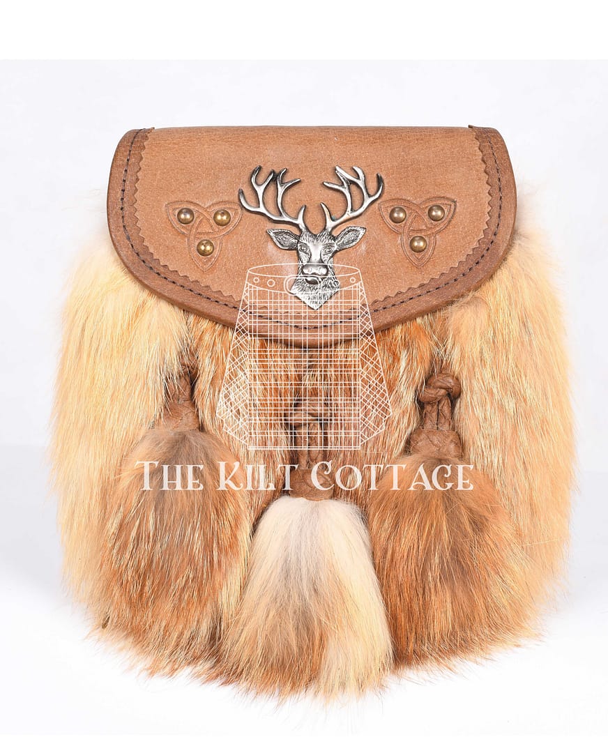 Brown Leather Stag Head Real Fur Sami Dress Sporran