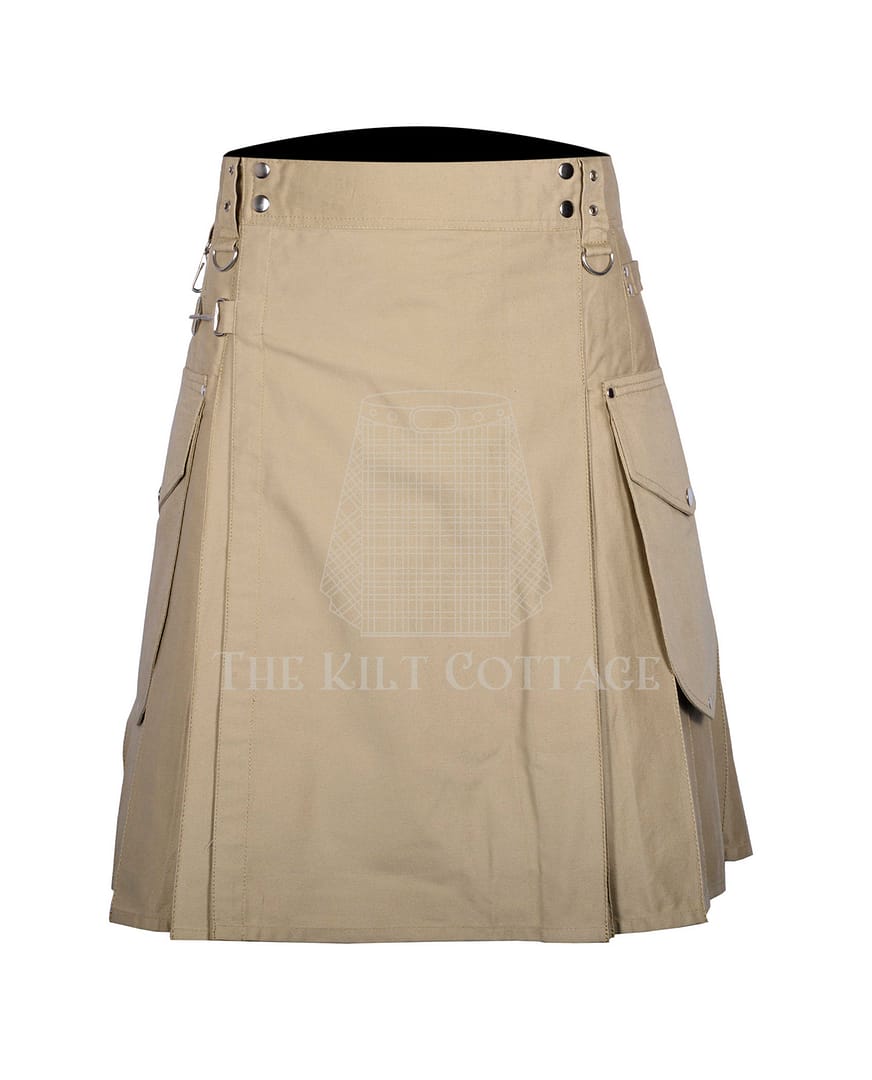 Khaki Cotton Utility Kilt